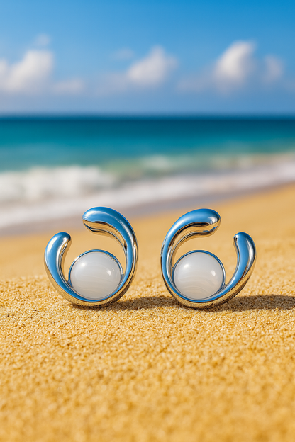 Jewello trendy silver plated half moon design with white stone stud dainty Korean earring for women and girls.