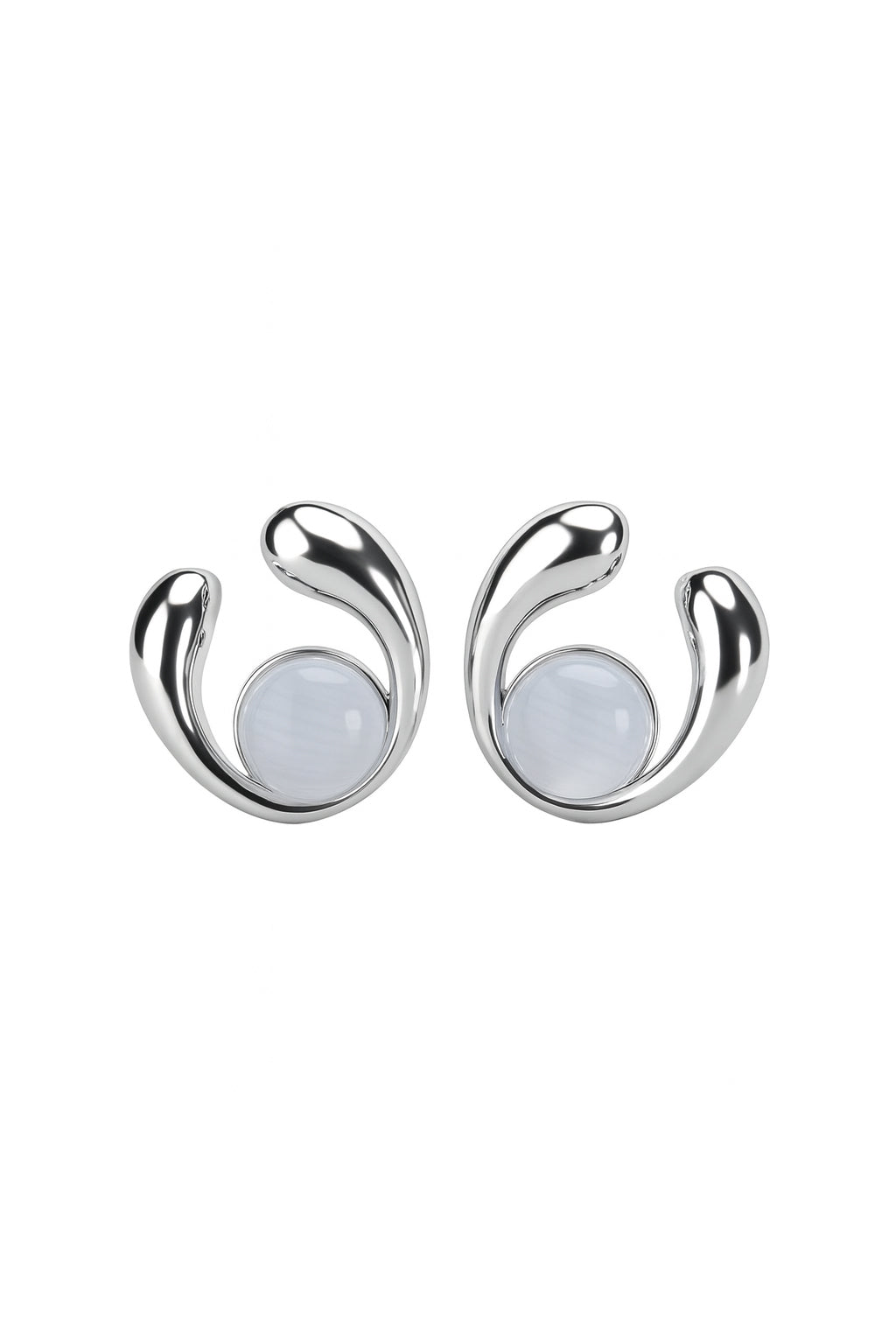 Jewello trendy silver plated half moon design with white stone stud dainty Korean earring for women and girls.