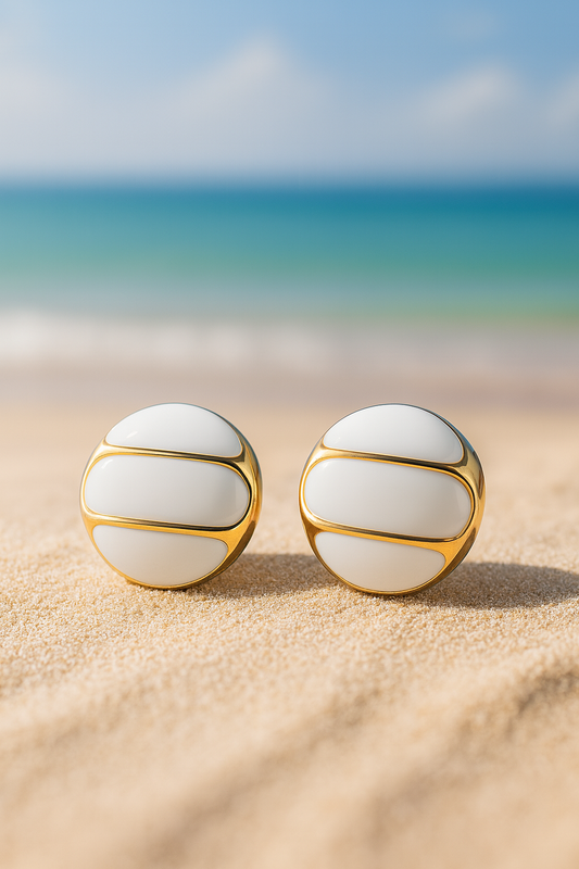 Jewello trendy gold-plated circle shape white stone stud dainty anti tarnish Korean earring for women and girls.
