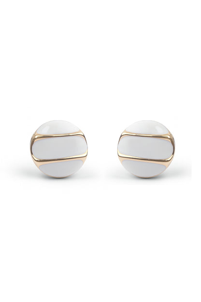 Jewello trendy gold-plated circle shape white stone stud dainty anti tarnish Korean earring for women and girls.
