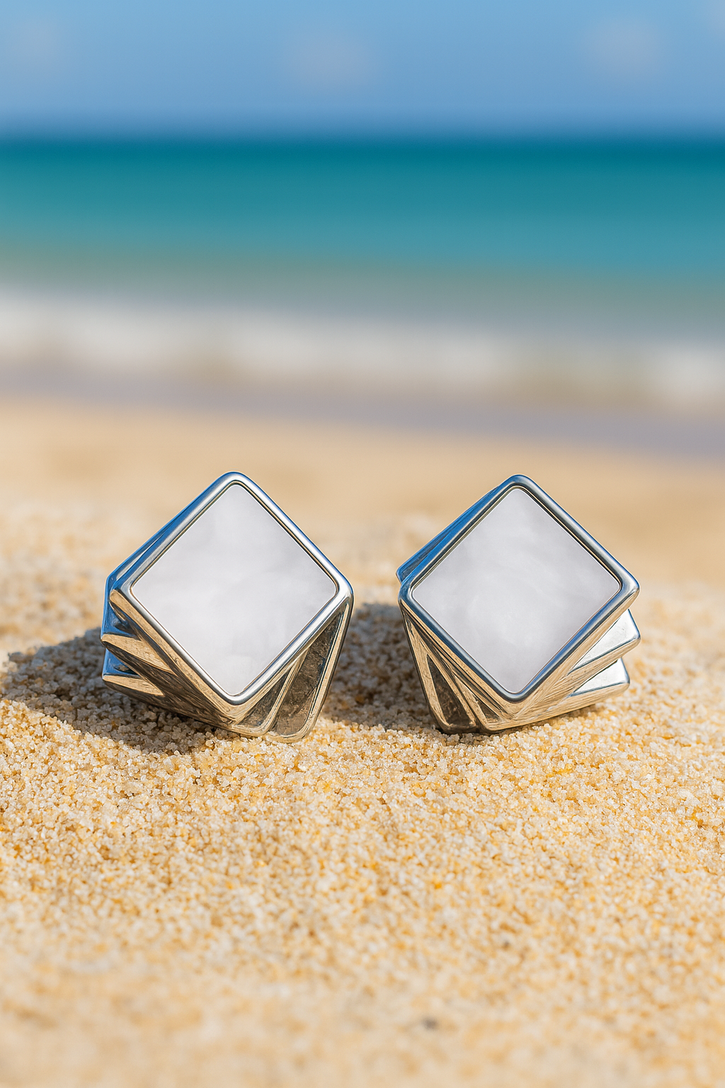 Jewello stylish silver-plated square design with white stone stud anti tarnish Korean earring for women and girls.