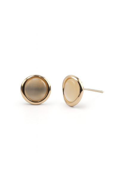 Jewello fancy gold plated round shape design with stone stud dainty Korean earring for women and girls.
