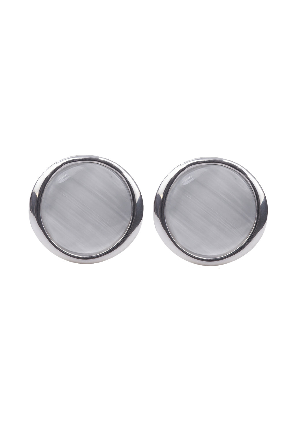 Jewello silver plated round shape white stone stud Korean dainty earring for women and girls.