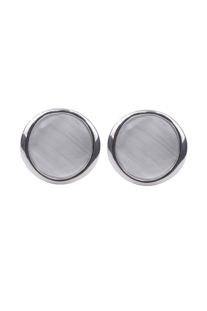 Jewello silver plated round shape white stone stud Korean dainty earring for women and girls.