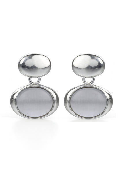 Jewello silver plated oval shape design anti tarnish Korean earring for women and girls.