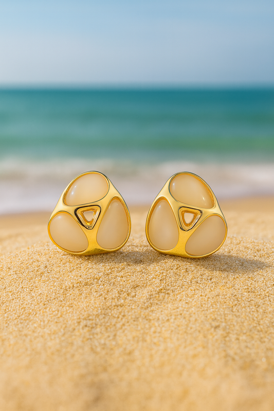 Jewello delicate gold plated light pink stone stud dainty Korean earring for women and girls.