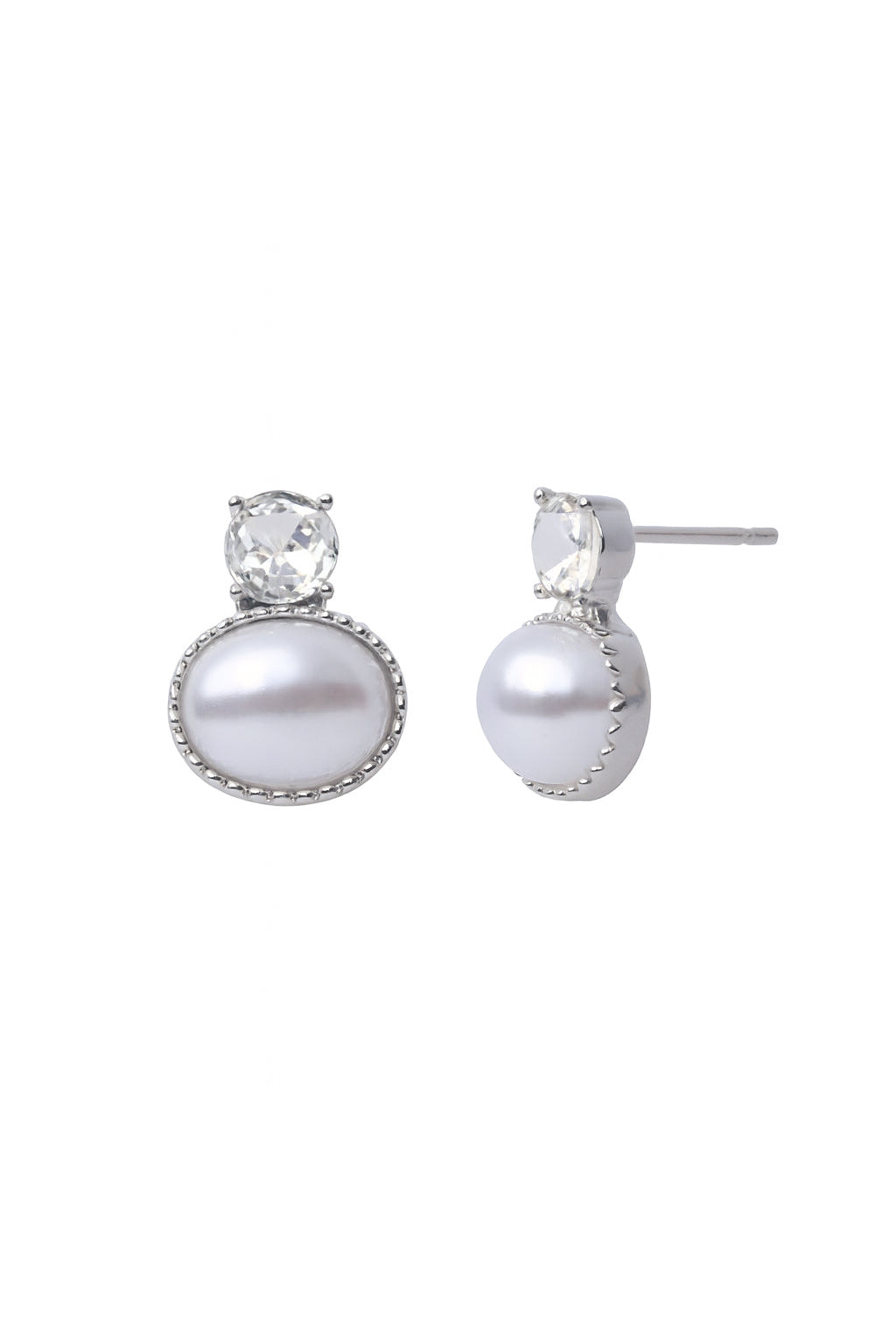Jewello delicate silver-plated oval shape design oval shape pearl stud anti Korean earring for women and girls.