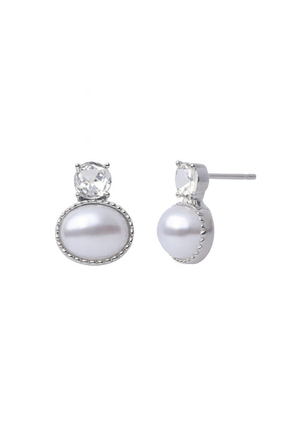 Jewello delicate silver-plated oval shape design oval shape pearl stud anti Korean earring for women and girls.