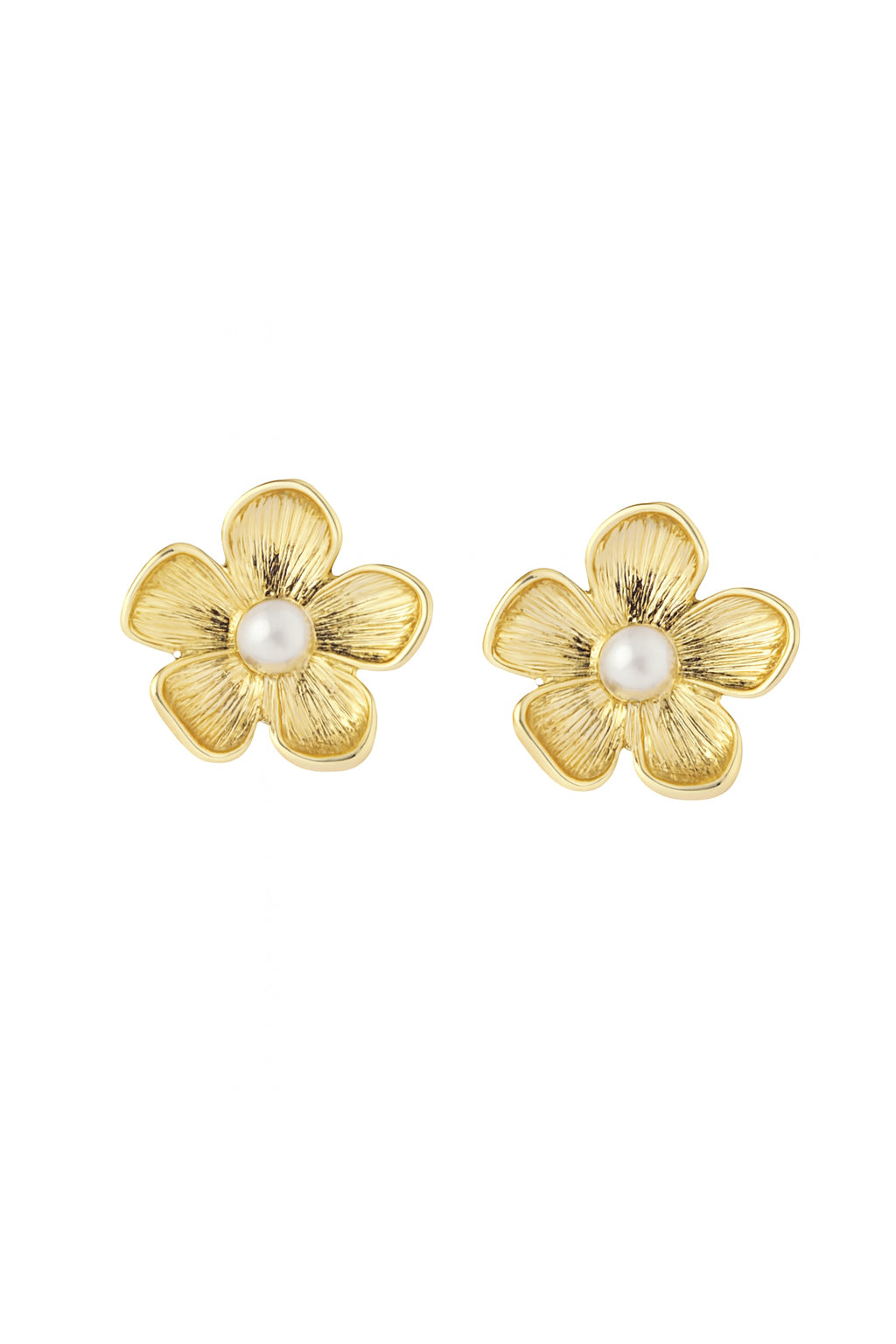 Jewello stylish gold-plated floral design with white pearl stud dainty Korean earring for women and girls.
