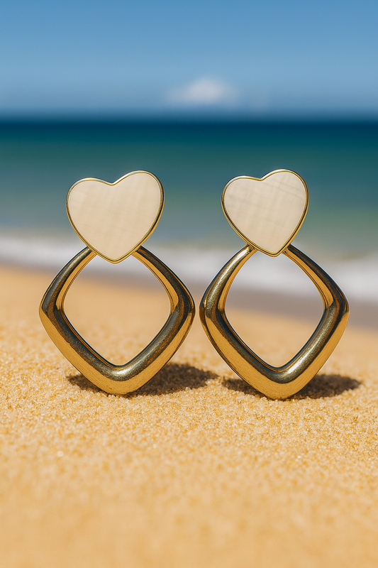 Jewello fancy gold plated with heart design stone stud dangle Korean earring for women and girls.
