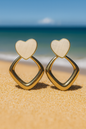 Jewello fancy gold plated with heart design stone stud dangle Korean earring for women and girls.