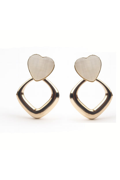 Jewello fancy gold plated with heart design stone stud dangle Korean earring for women and girls.