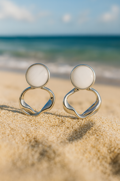 Jewello fancy silver plated round shape stone stud anti tarnish Korean earring for women and girls.