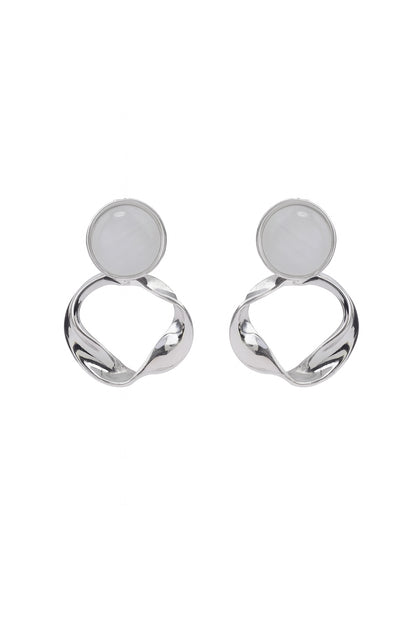 Jewello fancy silver plated round shape stone stud anti tarnish Korean earring for women and girls.