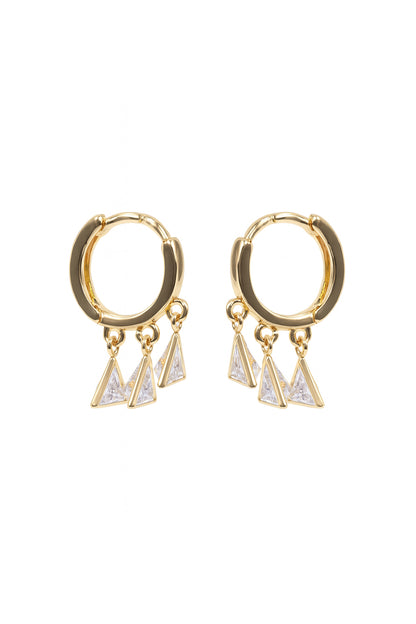 Jewello fancy sterling gold plated Bali design with triangle shape stone stud anti tarnish Bali Korean earring for women and girls. r.