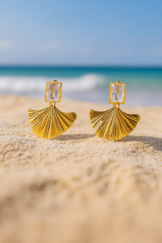 Jewello delicate sterling gold plated with shimmering white stone stud anti tarnish Korean earring for women and girls.