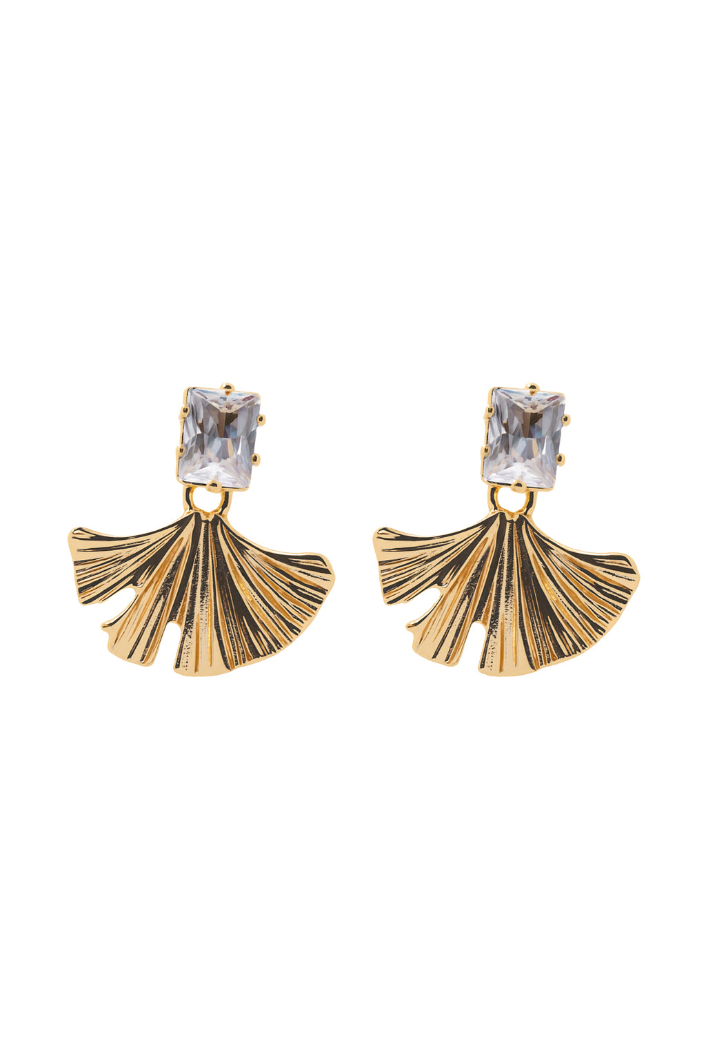 Jewello delicate sterling gold plated with shimmering white stone stud anti tarnish Korean earring for women and girls.