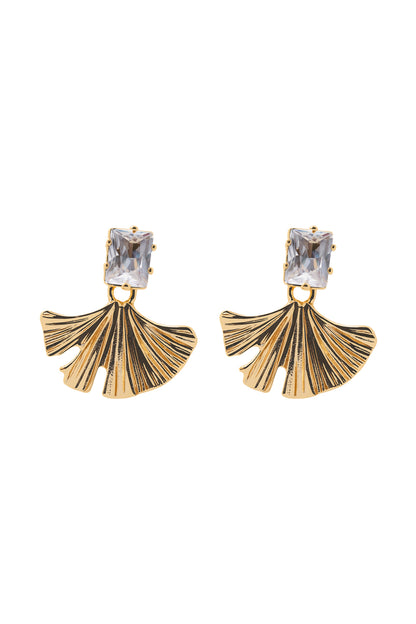 Jewello delicate sterling gold plated with shimmering white stone stud anti tarnish Korean earring for women and girls.