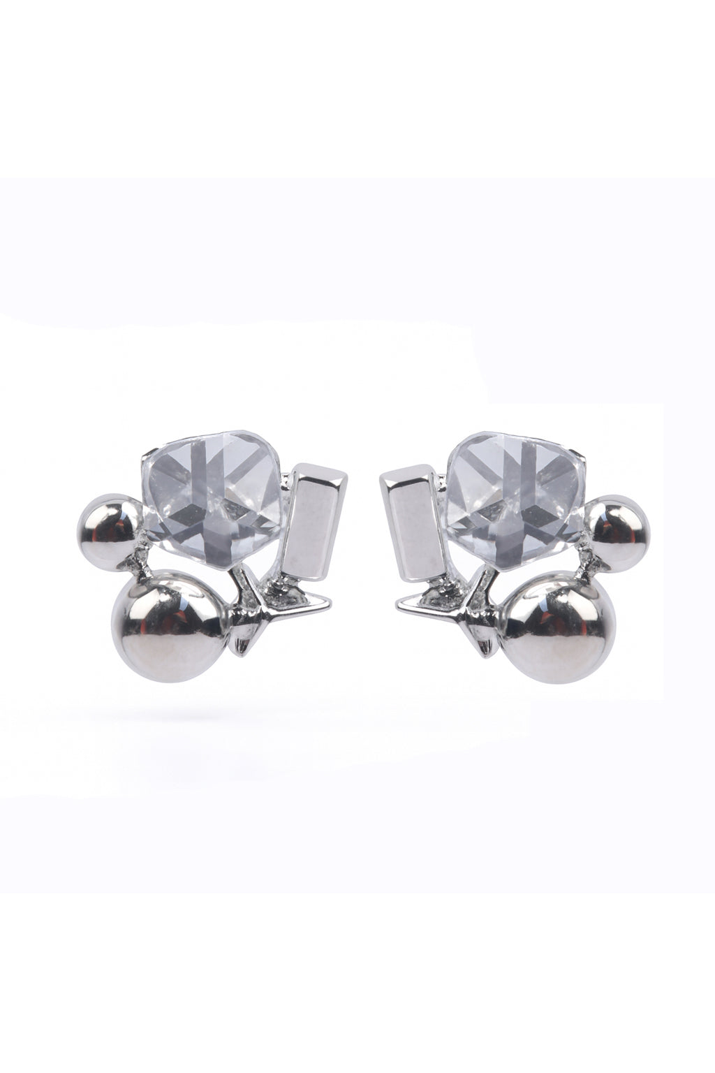 Jewello fancy silver plated muti shape stone stud anti tarnish Korean earring for women and girls.