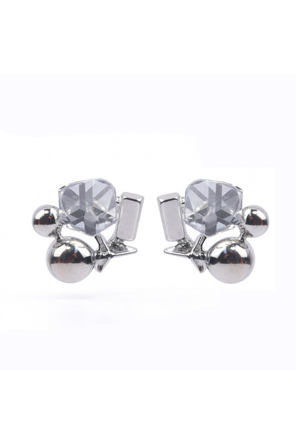 Jewello fancy silver plated muti shape stone stud anti tarnish Korean earring for women and girls.