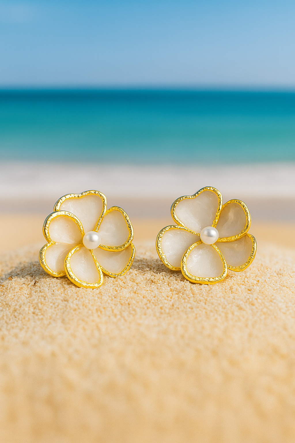 Jewello delicate gold-plated flower design and pink shade stud anti tarnish dainty Korean earring for women and girls.
