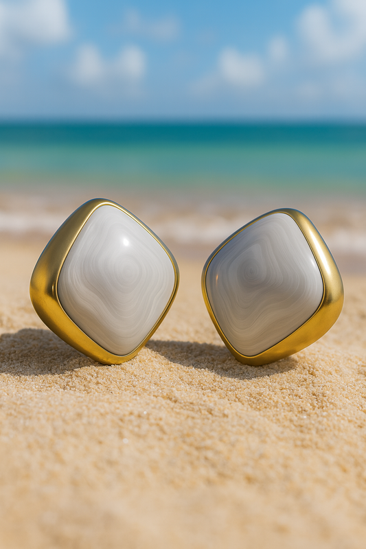 Jewello trendy gold-plated square design and white stone stud dainty Korean earring for women and girls.