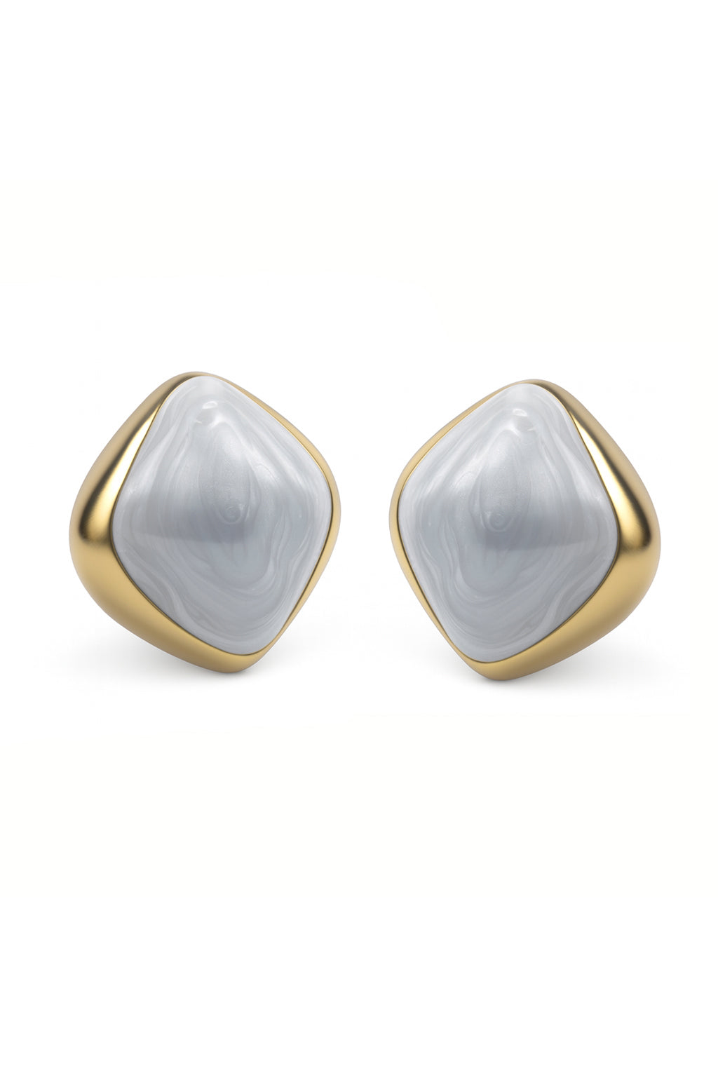 Jewello trendy gold-plated square design and white stone stud dainty Korean earring for women and girls.