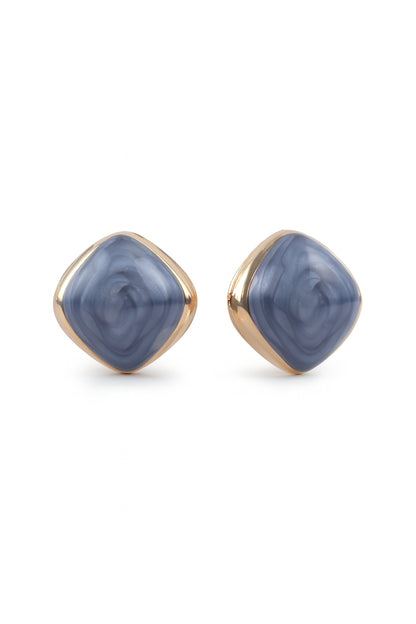 Jewello fancy gold plated square design with grey stone stud dainty Korean earring for women and girls.