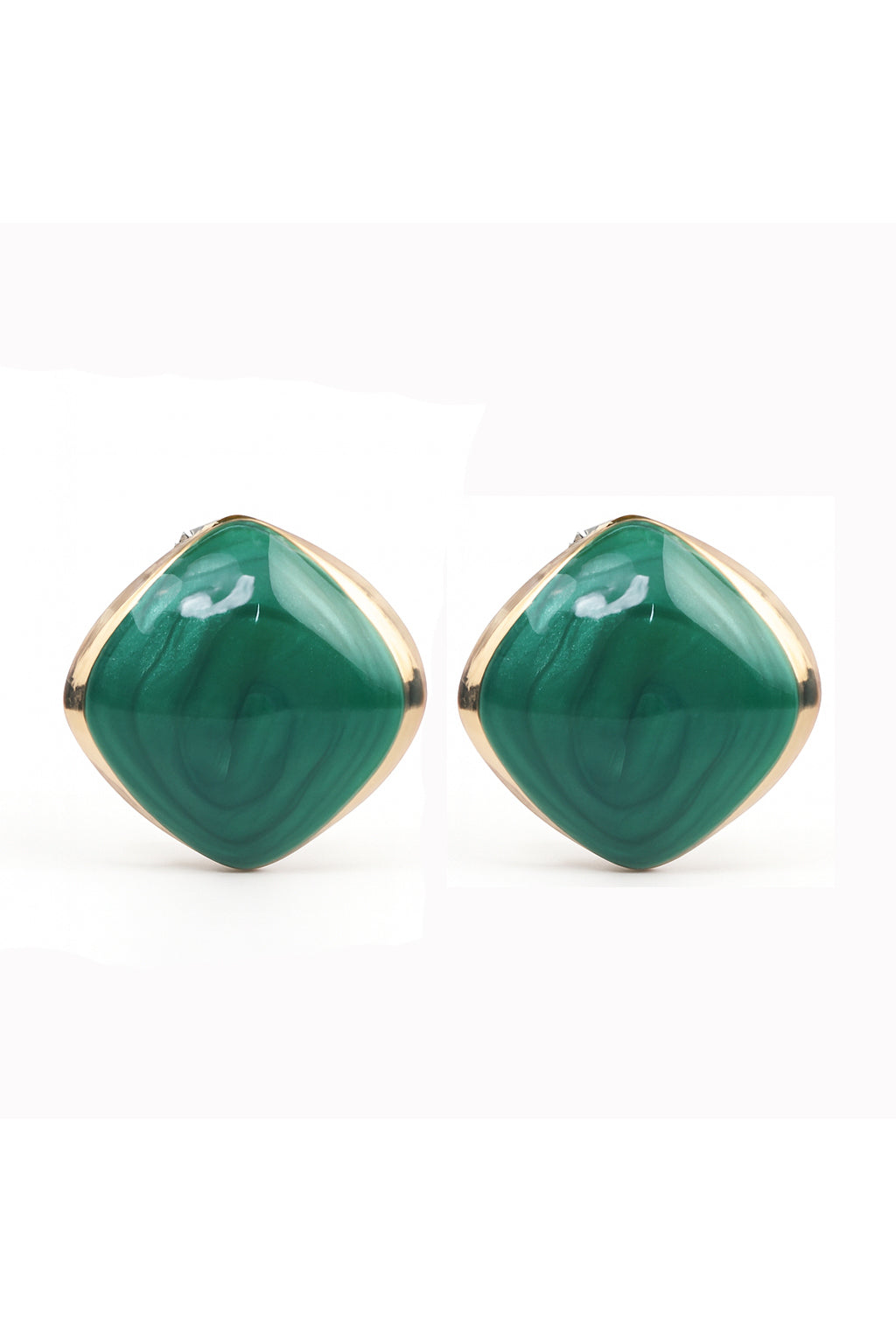 Jewello trendy gold-plated square design with green stone stud dainty anti tarnish Korean earring for women and girls.