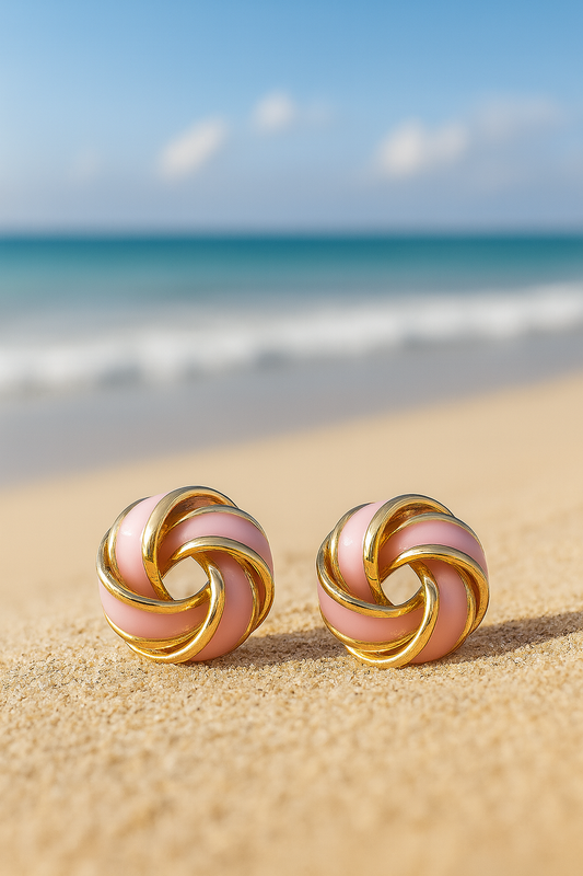 Jewello trendy gold plated light pink design dainty anti tarnish Korean earring for women and girls.