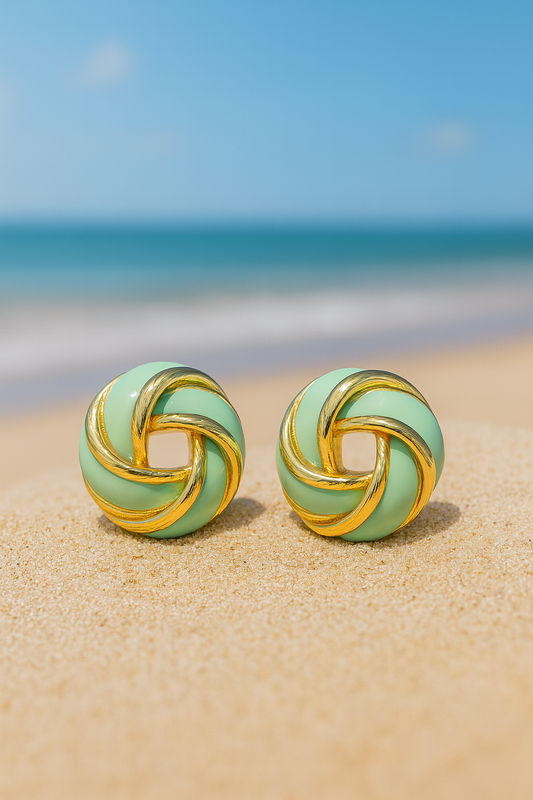 Jewello elegant gold plated light green colour dainty Korean earring for women and girls.