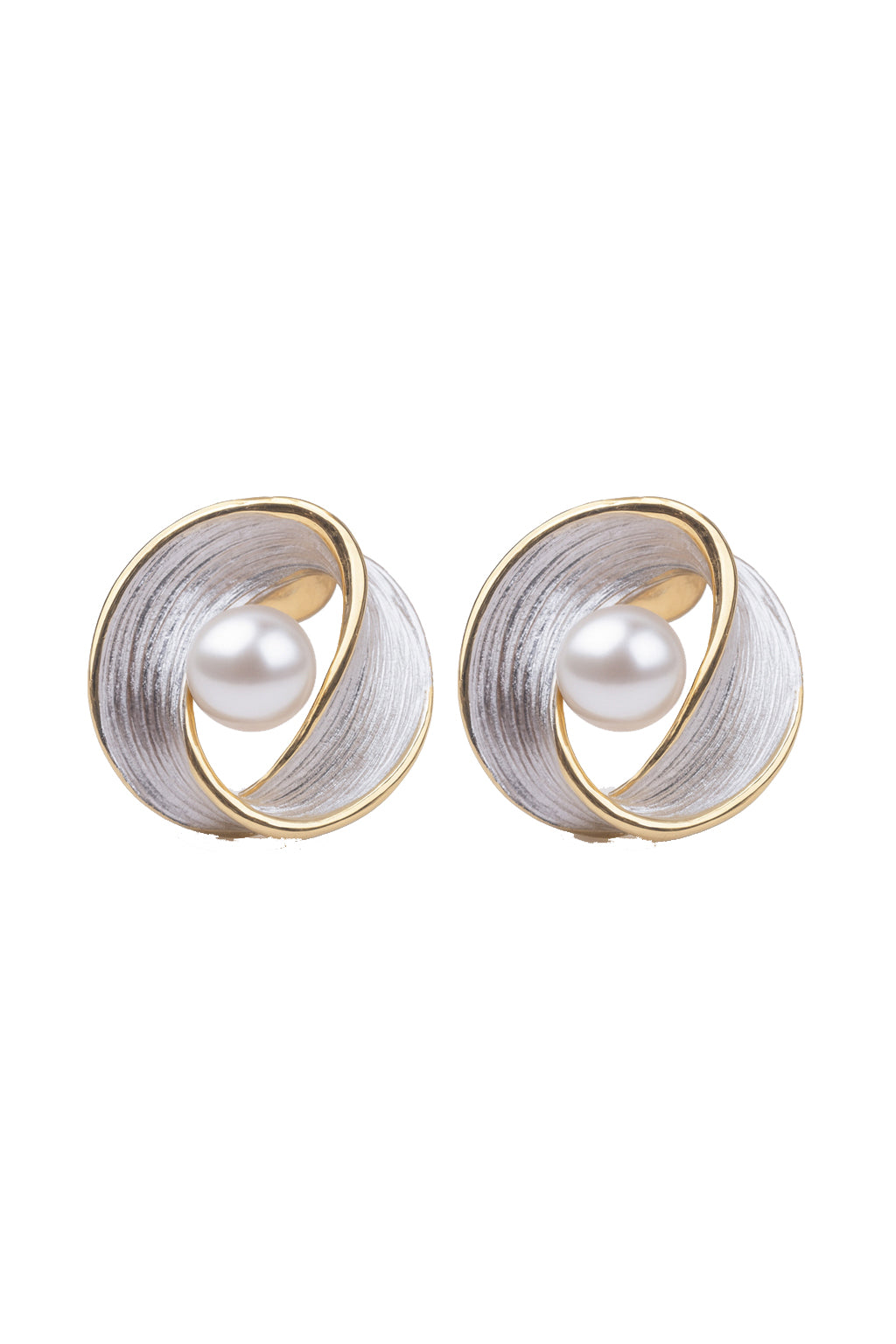 Jewello trendy gold-plated circle design and pearl stud dainty Korean earring for women and girls. Daily wear earring, office wear earring, party wear earring, gift for her.
