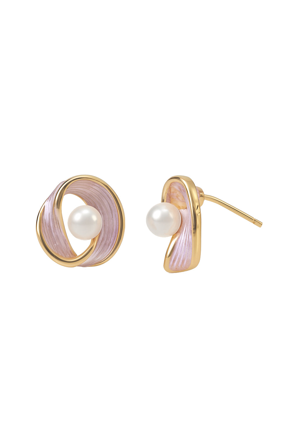 Jewello beautiful gold-plated pink colour and pearl stud dainty Korean earring for women and girls. Daily wear earring, party wear earring, office wear earring. Gift for her.