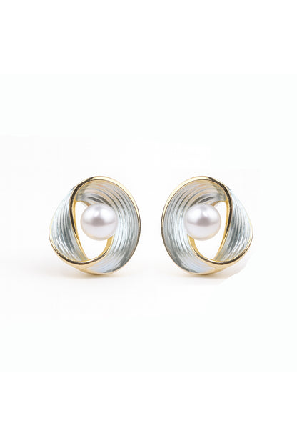 Jewello fashionable gold-plated pearl stud dainty Korean earring for women and girls. Daily wear earring, party wear earring, office wear earring. Gift for her.