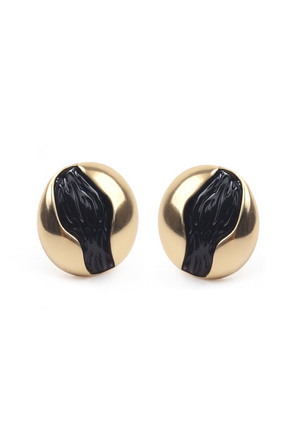Jewello delicate gold-plated oval shape design black colour stud dainty Korean earring for women and girls. Daily wear earring, party wear earring, office wear earring, gift for her.