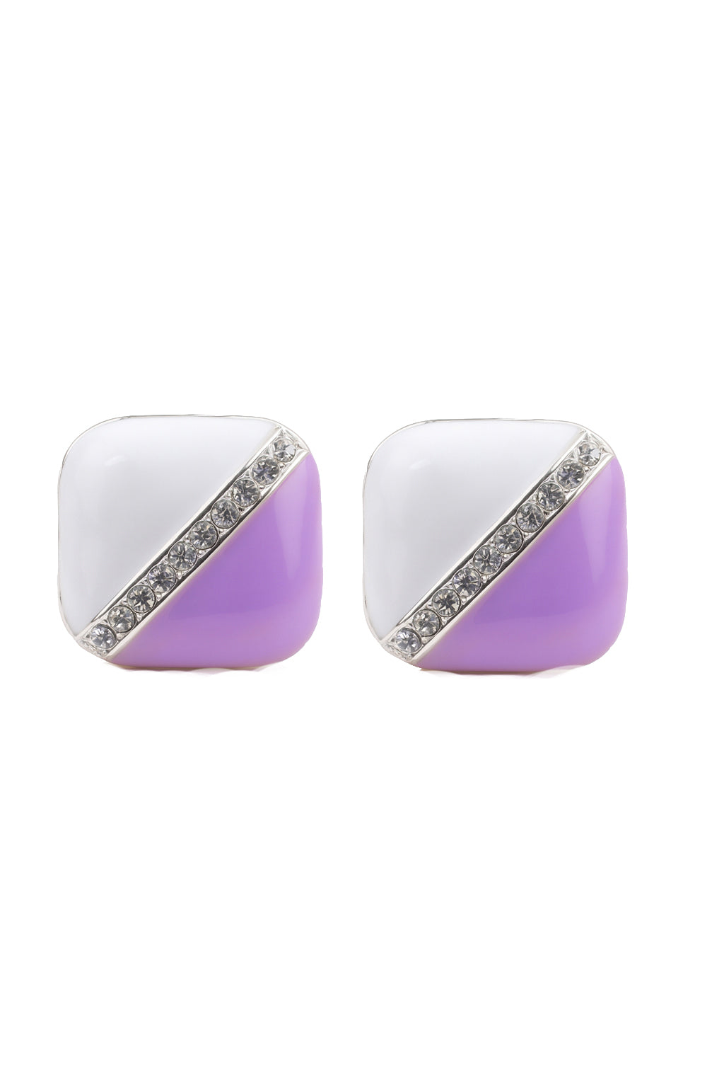 Jewello trendy square design and white purple colure with shimmering diamond stud Korean earring for women and girls. Daily wear earring, party wear earring, office wear earring, gift for her.