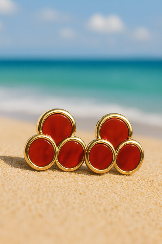 Jewello delicate gold-plated red colour dainty korean earring for women and girls, daily wear earring. Office wear earring. Gift for her.