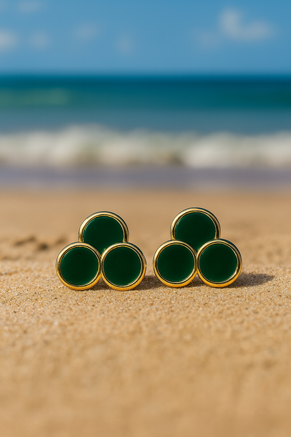 Jewello trendy gold-plated green stone stud dainty anti tarnish korean earring for women and girls, daily wear earring, office wear earring, gift for her.
