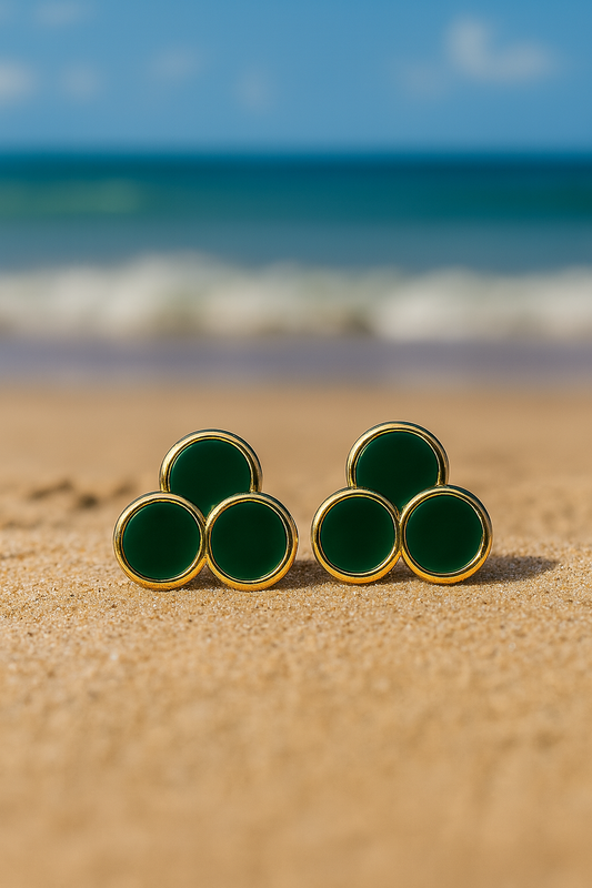Jewello trendy gold-plated green stone stud dainty anti tarnish korean earring for women and girls, daily wear earring, office wear earring, gift for her.
