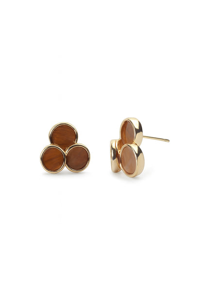 Jewello trendy gold-plated brown stone stud dainty korean earring for women and girls. Daily wear earring, office wear earring, gift for her.