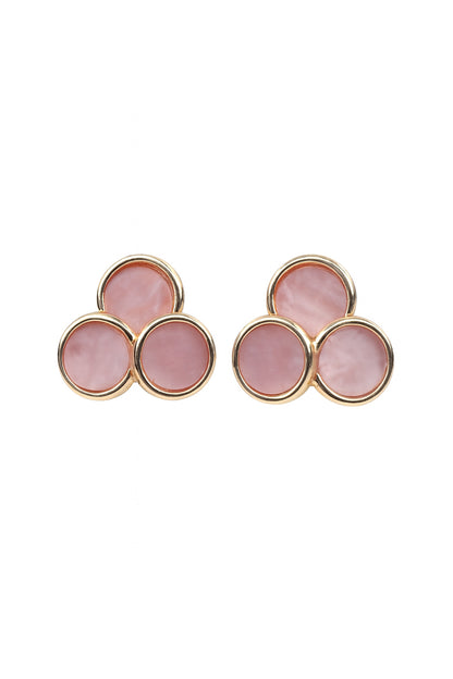 Jewello fancy gold plated circular design with radiant pink stone stud dainty anti tarnish korean earring for women and girls. Daily wear earring, office wear earring. Gift for her.