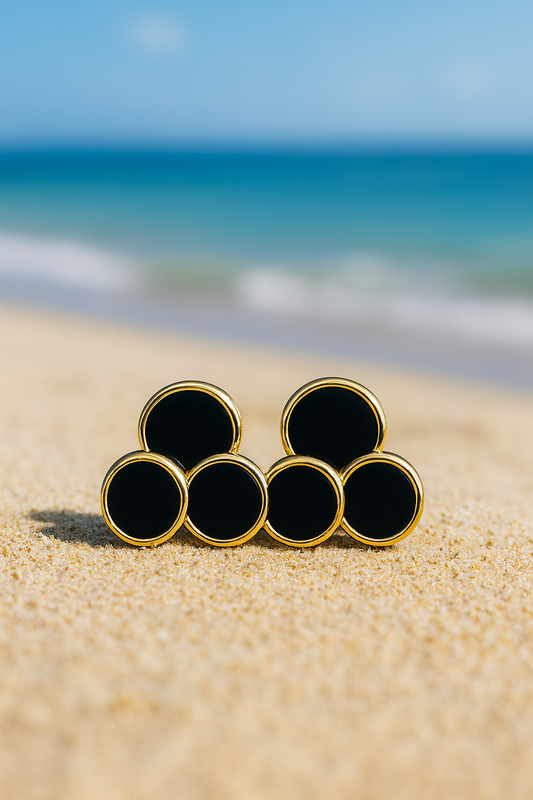Jewello fashionable gold-plated circular design with black stone stud dainty korean earring for women and girls. Daily wear earring, office wear earring. Gift for her.