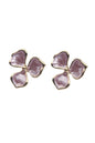 Jewello delicate flower design with pink stone stud dainty korean earring for women and girls. Gift for her.