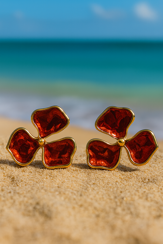 Jewello fashionable flower design with brown stone stud anti tarnish dainty korean earring for women and girls. Daily wear earring, office wear earring, gift for her.