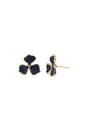 Jewello stylish flower design with black stone stud dainty korean earring for women and girls. Daily wear earring. Office wear earring. Gift for her.