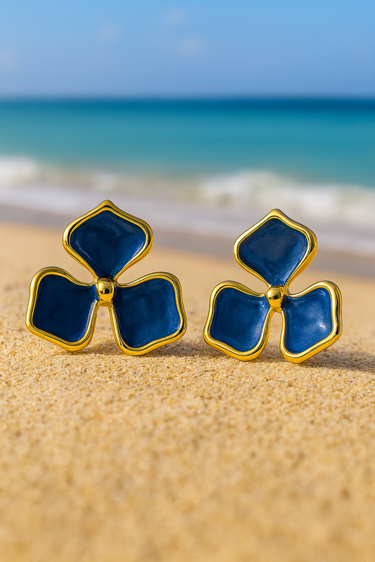 Jewello alluring gold plated flower design with grey stone stud korean earring for women and girls. Daily wear earring, office wear earring. gift for her.
