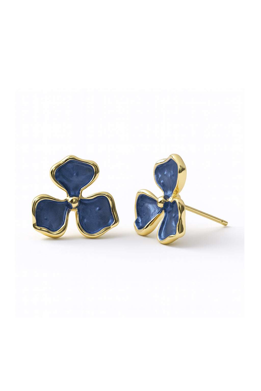 Jewello alluring gold plated flower design with grey stone stud korean earring for women and girls. Daily wear earring, office wear earring. gift for her.
