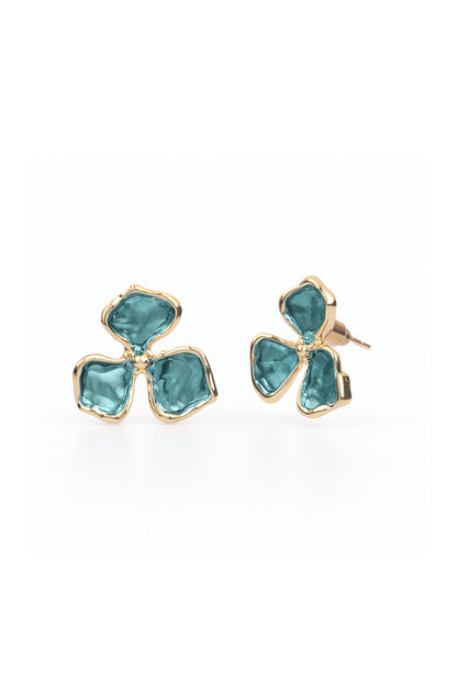 Jewello elegant gold-plated flower design with green stone stud dainty anti tarnish korean earring for women and girls. Daily wear earring, office wear earring. Gift for her.