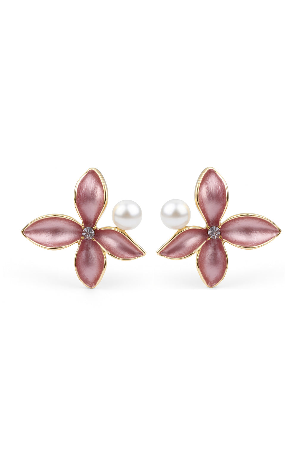 Jewello trendy gold plated flower design with pear bead stud dainty korean earring for women and girls. Daily wear earring, party wear earring, gift for her.