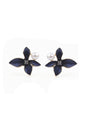 Jewello delicate gold-plated flower design and black stone and pearl bead stud Korean earring for women and girls, gift for her.